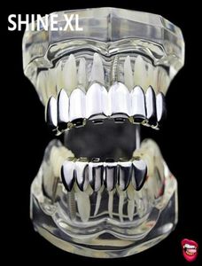 18k Gold Plated Hip Hop 8 Top 6 Bottom Platlnum Grillz Custom Fit Rock Style Grills Set Body Jewelry263R78889811680058