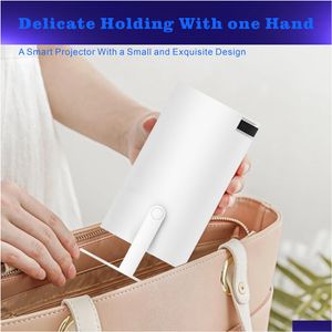 Projectors HY300 Portable Projector BT 5.0 Android 11.0 med 2,4/5G WiFi6 Round Design Movie 40-130 SN 180 ﾰ PK TV Drop Delivery Electric DH37B