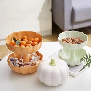 Storage Bottles Double Layer Household Pumpkin Dried Fruit Plate Snack Cute Creative Box Food Containers Halloween Candy