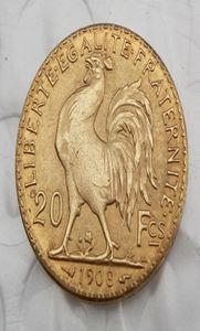 France 20 Francs 1908 Rooster Gold Copy Coin Shippi Brass Craft Ornaments replica coins home decoration accessories5767585