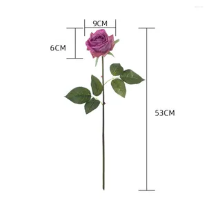 Decorative Flowers Simulation Plant Real Touch Cloth Roses Branches Wedding Floral Artificial Sweetheart Rose Red Flower Garden Decoration