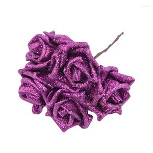 Decorative Flowers 10/20PCS Gold/Silver/Red/Pink/Purple/White/Royal Blue Foam Rose Glitter Artificial DIY Wreath Deco Wedding Fake