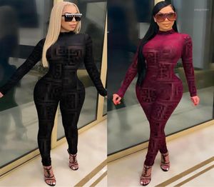 Fashion Sexy Nightclub Net Yarn Perspective Jumpsuit Women Clothing Set Outfits For Womens Body Suits Women039S Tracksuits6395387