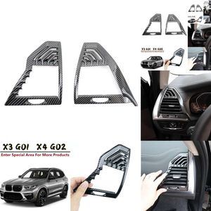 جديد 2PCS M Sport ABS Carbon Carbon Cover Cover Outlet من إكسسوارات سيارة مكيف الهواء الأمامية لـ X3 G01 x4 G02 IX3 G08