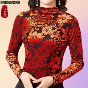 Camicette da donna S-4xl 2024 Spring Half Turtleneck Tops Women Basic Wear Office Lady Long Sleeve Long Retro Vintage Vintage French Design Shirt