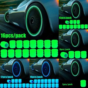 Neue 16pcs Car Luminous Tyre Vae Caps Reifen Randstamm Deckungen fluoreszierende Nacht leuchtend staubdichtes dekoratives Motorradfahrradfahrrad