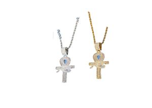 Новое прибытие египетское Ankh Key of Life подвесное ожерелье с веревочной цепью хип -хоп серебряный золото как подарки2598025