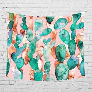 Arazzi Cactus WaterColor Wall Appeding Tapestry Mandala Bohémien Paesaggio Wallpaper Art Shawl Asciugamano da spiaggia Broto