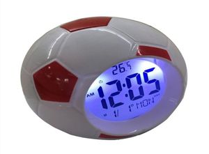 Soccer LED Night Light Alarm Clock Lamp Digitala fotbollsbordslampor Temperatur Datum Tid Display TABLEBAK Bedrum Dekoration1374267