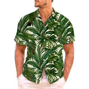 Camisas casuais masculinas Camisa de estilo tropical de manga curta Trendência de alta qualidade para homens jogadores elegantes de peito únicoas para hombres