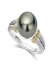Anel de pérola cinza européia e americana para mulheres embutidas de zircão cúbico 925 jóias de anel de prata 21050762862668613374