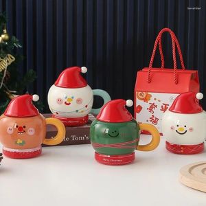 Muggar jul snögubbe kapacitet keramisk mugg söt med lock cup kreativ följeslagare present kaffekoppar