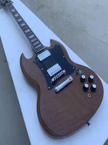 Custom Shop Natural Walnut Brown SG E -Gitarre Rosenholz Fingerboard Pearl Trapezoid Inlay Chrome Hardware6641157