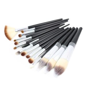 Gölge 15pcs Makyaj Fırçaları Set Fan Fırçası Tozu Temel Blusher Bronzer Göz Farı Kaş Kaş Dudak Parlatıcı Vurgulama Araç