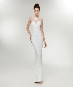 Paillettes sexy abiti da sera sirena di abiti formali bianchi a maniche gioielli senza maniche c0017 abiti da ballo appliques abiti ospiti per matrimoni5224521