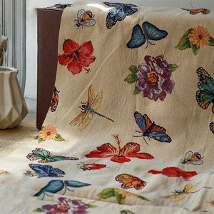 Dragonfly Butterfly Pattern Yarn Dyed Thick Jacquard Fabric Sofa Pillow Case Bag Suit Making Fabric 50cmx150cm 240328