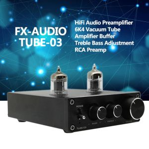 アンプFXAUDIO TUBE03 HIFIオーディオプリアンプフィア6K4真空チューブチューブバッファートレブルベース調整RCAプリアンプEUプラグAC100240V