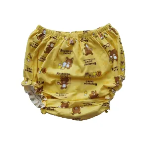 Pants Langkee Haian ABDL Adult Incontinence Pullon PVC & Print Cotton Flannel Pants Color Yellow