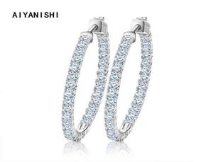 AIYANISHI Real 925 Sterling Silver Classic Big Hoop Earrings Luxury Sona Diamond Hoop Earrings Fashion Simple Minimal Gifts 2201081363363