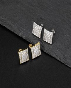 Luxury Designer Men Stud Earrings Hip Hop Jewelry Fashion Man Square Shape Earing Women Ear Ring Mens Diamond Earings Zircon Earin5863413