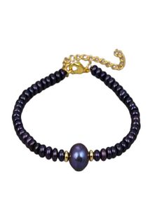 Guaiguai smycken äkta naturlig 11mm tahiti svart äkta pärlarmband handgjorda för kvinnor real lady mode jewellry5508527