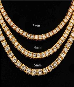 Hiphop 18k Gold Iced Out Diamond Chain Necklace CZ Tennis Necklace för män och kvinnor42767625245623