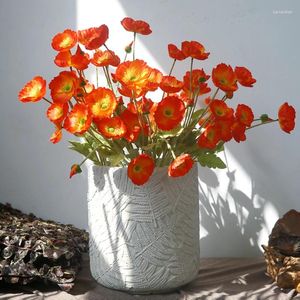 Dekorative Blumen Orange Bouquet Künstliche Pfingstrosen Kamelien Seiden gefälschte Blumenflores für DIY Home Garden Hochzeitdekoration