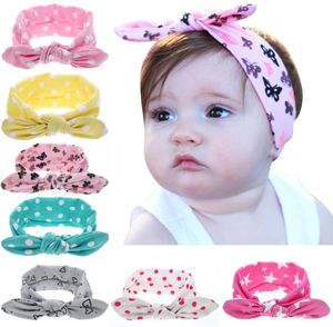 Девочки Dot Bowknot Print Floral Headsds Новорожденные дети детские уши ушей упругие уши