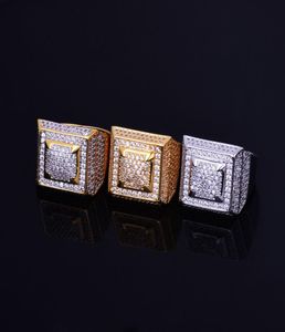 Bling Iced Out Cubic Zircon Men039s кольца медный материал золотой серебряный цвет полный цц кольцо хип -хоп подарки 5940498