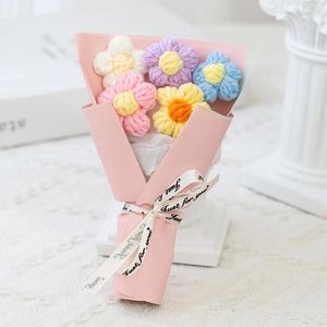 Декоративные цветы цветочные цветочные искусственные мини -букет вязание крючко