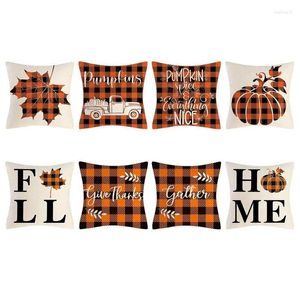 Pillow Pumpkin Covers Harvest Plaid Cover Linen Fabric Decoration Supplies For Yard Car Chair Bedding Sofa Living Room