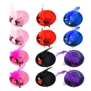 Lovely Feather Top Hat Hair Clip for Girls Prom Hair Barrettes for Children Performances Ponytail Hair Pin drop shipping