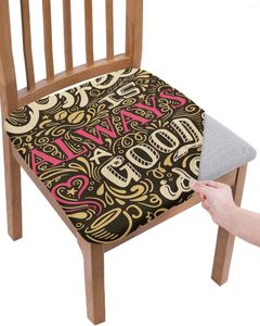 Sandalye Kapakları Kahve Her Zaman İyi Fikirdir Koltuk Yastık Streç Yemek 2 PCS Ev için Kapak Slipcovers El Ziyafet Oturma Odası