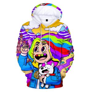 Yeni rapçi Tekashi69 6ix9ine Tekashi 69 3D Baskı Kadınlar/Erkekler Hoodies Sweatshirts Harajuku Günlük Puover Kapüşonlu Ceket Kıyafetleri YPF5563456381