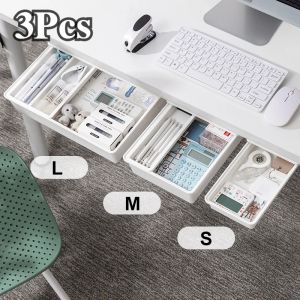 Hidden Storage Box Desk Storage Drawer Computer desk Self-Adhesive Plastic Table Storage Holder Simple Sundries Cosmetics Stationery Organizer