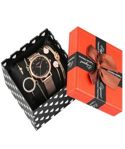 Orologi per braccialetti da donna039s Set di orologi analogici in quarzo in oro rosa per orologio da polso da polso da donna in acciaio inossidabile per donne 2012049102366