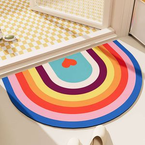 Kreatywne Rainbow Soft okrzemkowe maty podłogowe do toalety gospodarstwa domowego wchłanianie wody i szybkie suszenie stóp toalety Wejście do łazienki bez poślizgu
