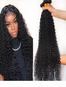 30 32 34 36 Zoll Kinky Curly Human Hair Bündel peruanische Haarverlängerungen Remy 1 Stücke dickes lockiges Haar Bundles4284509