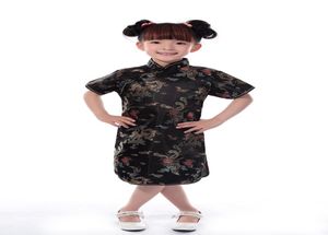 SHANGHAI STORIA Fabrics in finto seta 17 anni Bambini cinesi tradizionali abbigliamento per bambini Drago phoenix tang tute in stile Cheongsam GIR1919740