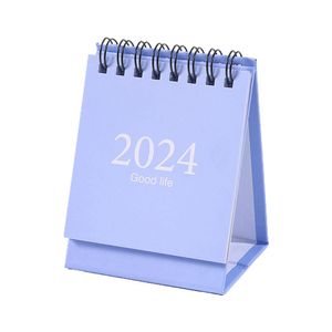 2024 Mini Livro de calendário de mesa inglesa simples com adesivos da agenda do escritório para suprimentos Lista de organizadores diários estacionários B6E6