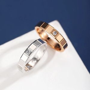 Original Classic European and American Luxury Jewelry 925 Sterling Silver Par Ring Ice Block Single Drill Love Ring 240401