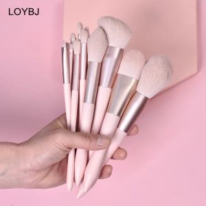 Kits Loybj 11pcs فرش المكياج مجموعة مستحضرات تجميلية بودرة الأساس محيط مخفي الحاجب بفرشات مزج الظل