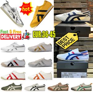 Casual Shoes Men Meksyk 66 Wyszykane skórzane sznurkowe trampki gumowe żagiel czarny srebrny biały żółty zielony trenerzy sportowe gai trampki