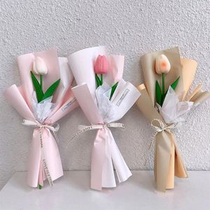 Fiori decorativi 5/10 pezzi di tulipani artificiali bouquet di San Valentino regali artigianali fatti fatti a mano che confezionano oggetti di scena