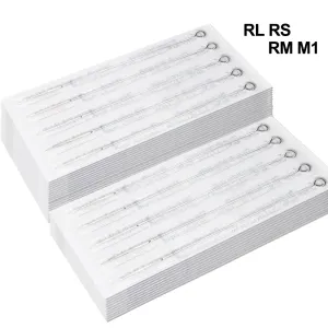 Supplies Romlon Tattoo Needles 10pcs Disposable Sterilized Rl Rs Rm M1 Needles for Tattoo Hine Microblading Permanent Makeup Supply