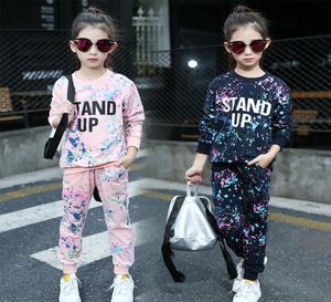 Set di abbigliamento per bambini interi per ragazze Sport Sports Abita di cotone Sporstwear Graffiti Kidsuits Tracksuits Letter Girls Outfit 4 6 8 10 2192260