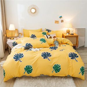 Conjuntos de cama Conjunto de capa de edredão 4pcs aloe algodão design simples design de folhas de tamanho multi-size Quilt Size Size Size Consolador