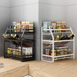 Kitchen Storage Wall Mounted Organizer Shelf Iron Spice Seasoning Bottle Bracket Stainless Steel Holder Rack Standing