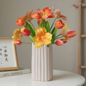 Decorative Flowers Tulip Artificial Bouquet Tulips Fake Flower Multi Colored Wedding Home Decoration Garden Decor