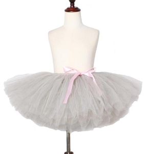 Röcke graue Mädchen Tutu Rock flauschige handgefertigte Kinder Tulle Kids Ballet Dance Pettiskirt Baby Girl Birthday Party 1146830535